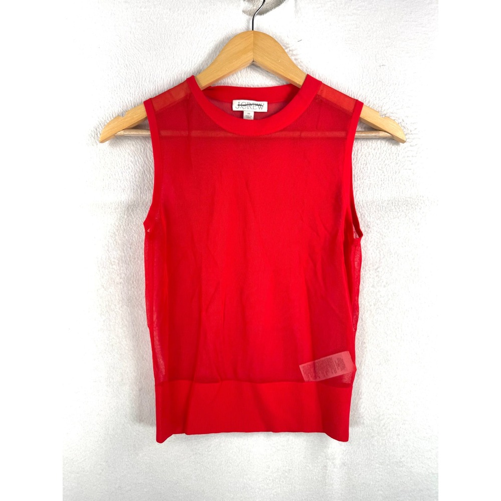 J.Crew Gauzy sweater shell red stretch preppy money Holiday sz XS
